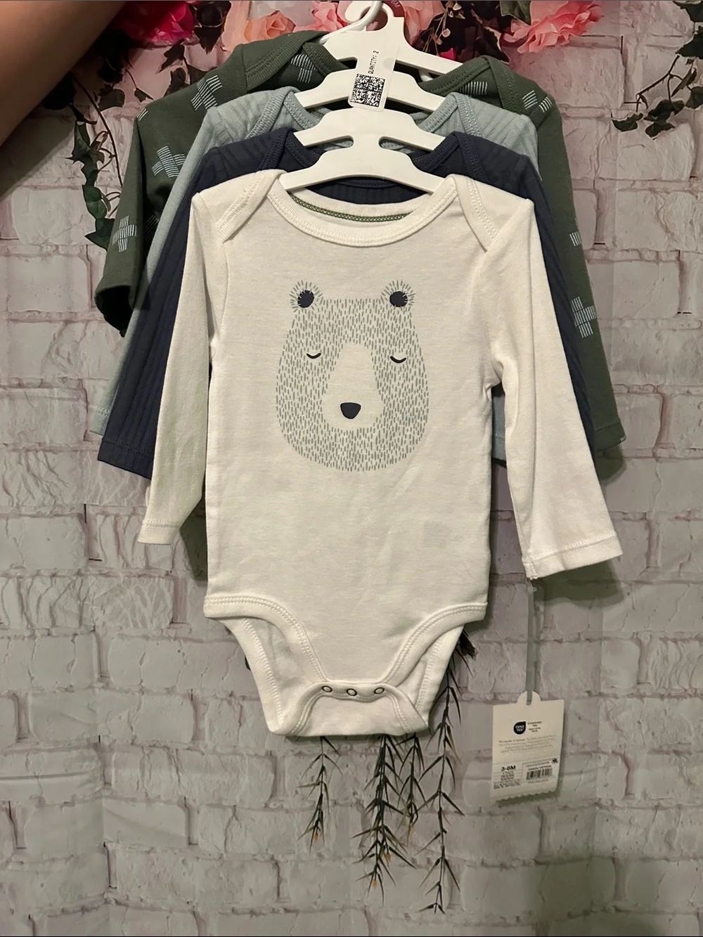 cloud island Cream Bear Graphic Long-Sleeve One-Piece
